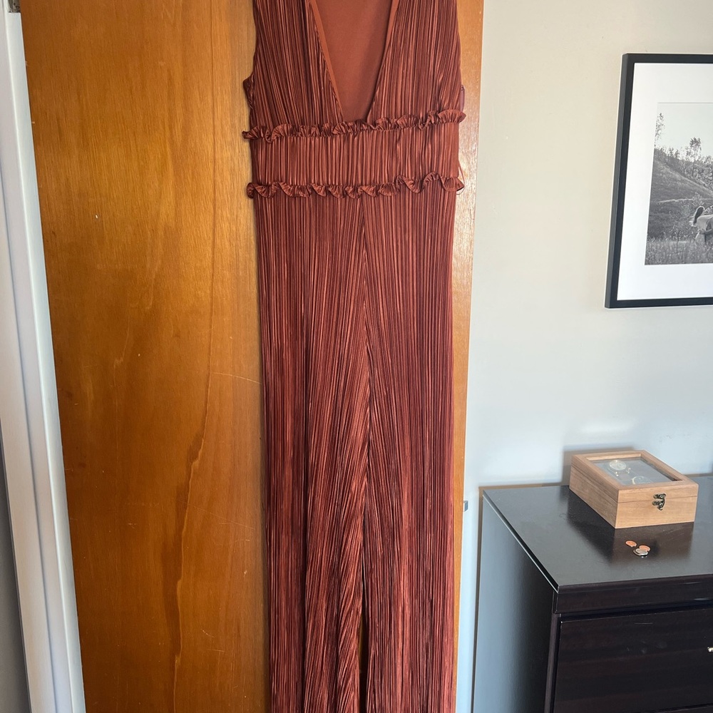 Showpo Rust Pleated Jumpsuit